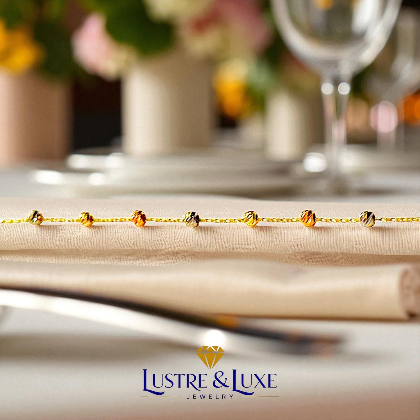 14K Solid Gold Satellite Chain Bracelet – 2mm Dainty Beaded Link Design, Minimalist Fine Jewelry for Women, Adjustable Length, Elegant Gift for Her, Comes with Gift Box