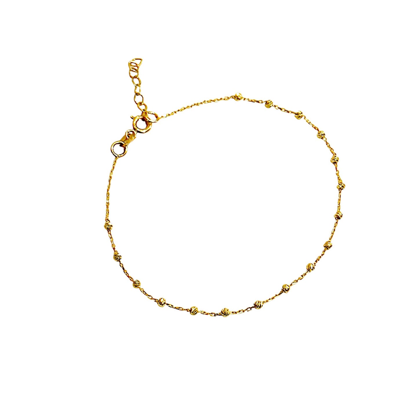 14K Solid Gold Satellite Chain Bracelet – 2mm Dainty Beaded Link Design, Minimalist Fine Jewelry for Women, Adjustable Length, Elegant Gift for Her, Comes with Gift Box