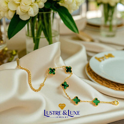 Four Leaf Clover Bracelet for Women - 18K Gold Plated 316L Stainless Steel, Double-Sided Mother of Pearl Charm, Adjustable Link Lucky Bracelet, Elegant Jewelry Gift for Her with Gift Box