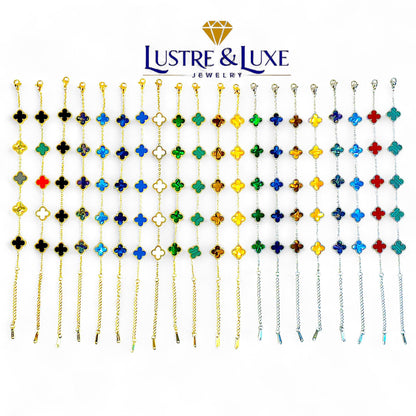 Four Leaf Clover Bracelet for Women – 18K Gold Plated 316L Stainless Steel, Double-Sided Mother of Pearl, Adjustable Lucky Charm Link Bracelet, Elegant Jewelry Gift for Her, Comes with gift Box.