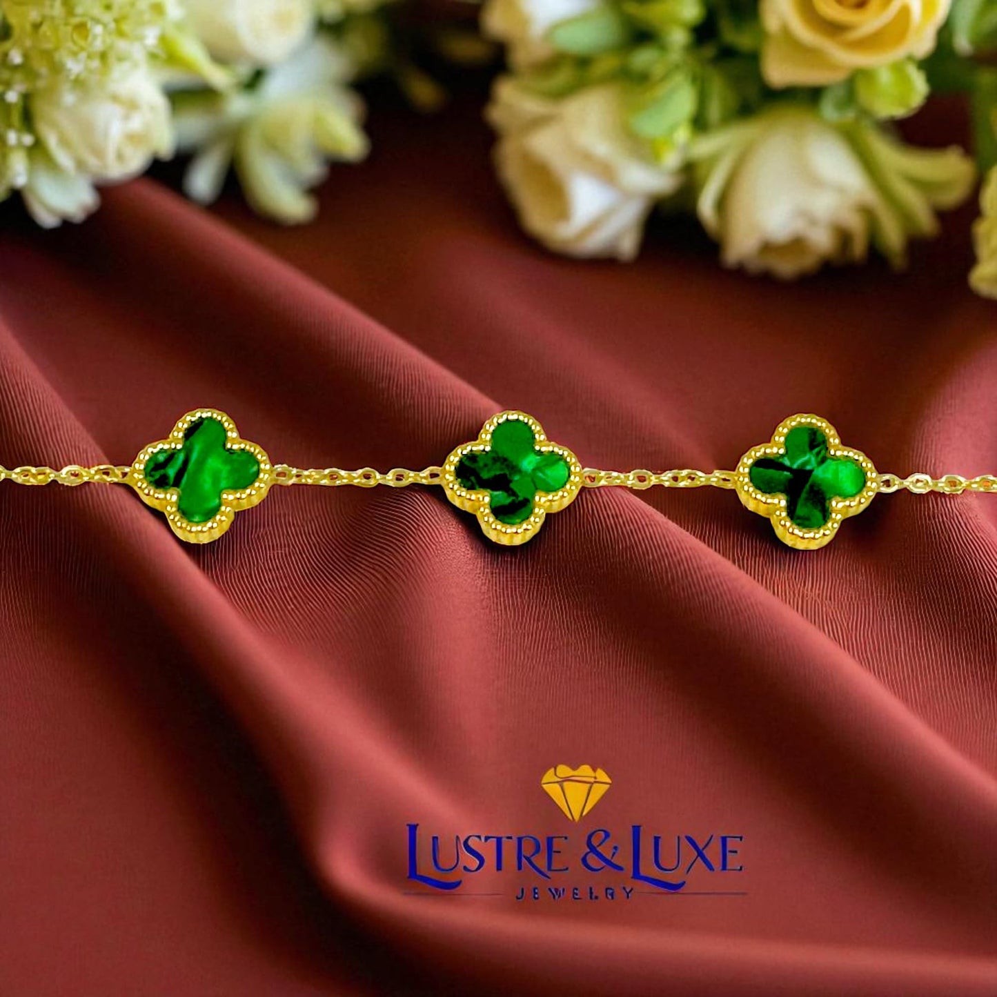 Four Leaf Clover Bracelet for Women – 18K Gold Plated 316L Stainless Steel, Double-Sided Mother of Pearl, Adjustable Lucky Charm Link Bracelet, Elegant Jewelry Gift for Her, Comes with gift Box.