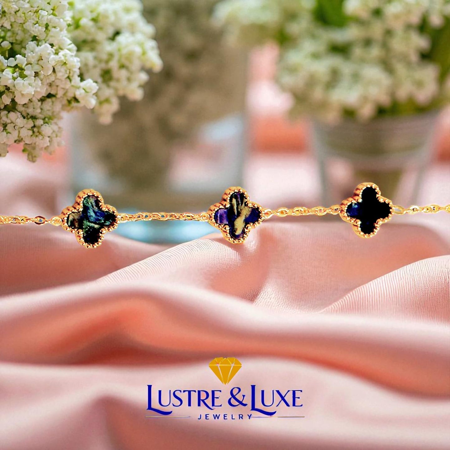 Four Leaf Clover Bracelet for Women - 18K Gold Plated 316L Stainless Steel, Double-Sided Mother of Pearl Charm, Adjustable Link Lucky Bracelet, Elegant Jewelry Gift for Her with Gift Box