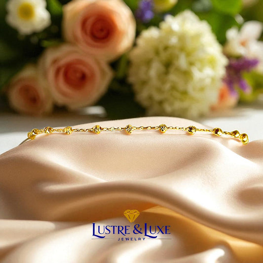 14K Solid Gold Satellite Chain Bracelet – 2mm Dainty Beaded Link Design, Minimalist Fine Jewelry for Women, Adjustable Length, Elegant Gift for Her, Comes with Gift Box
