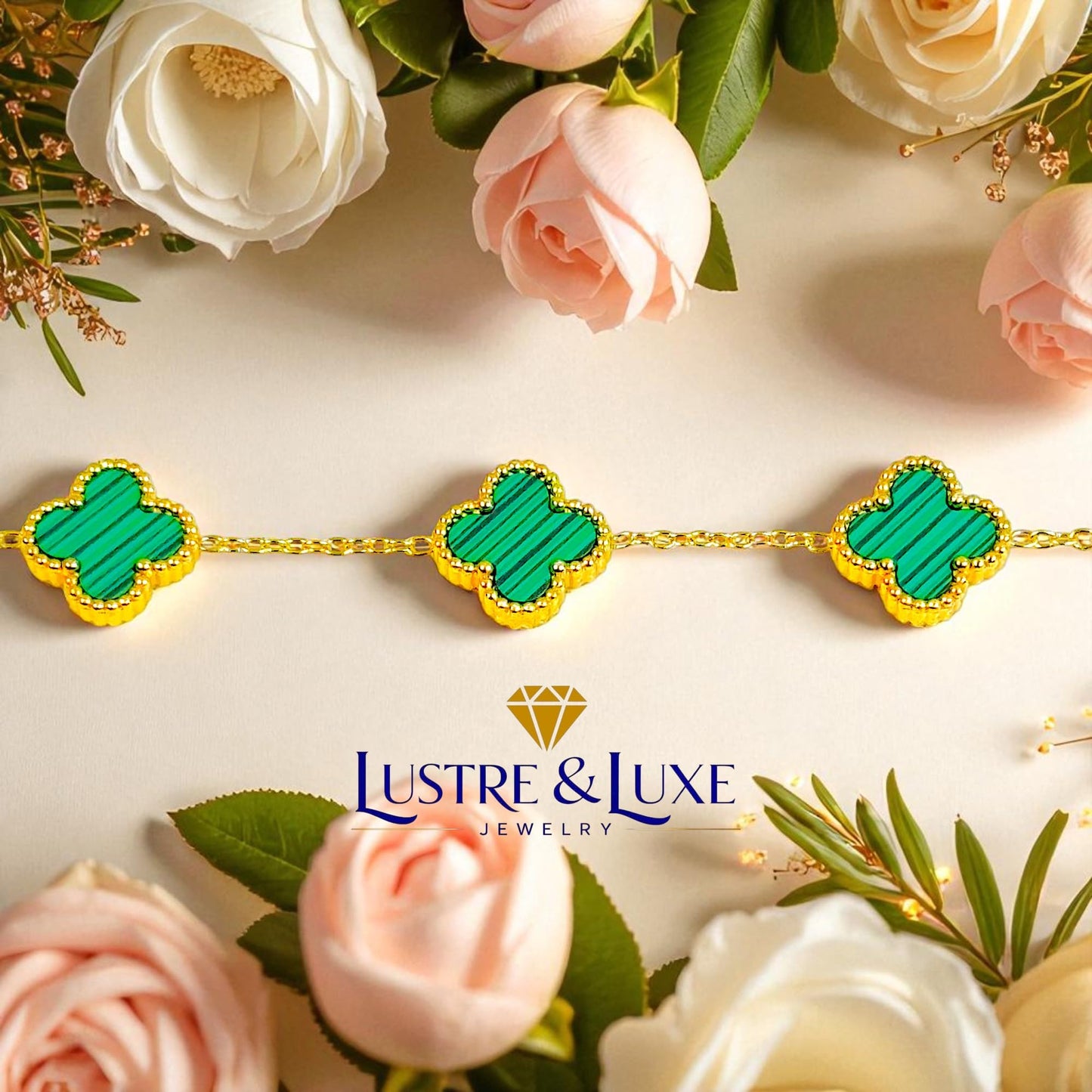 Four Leaf Clover Bracelet for Women – 18K Gold Plated 316L Stainless Steel, Double-Sided Mother of Pearl, Adjustable Lucky Charm Link Bracelet, Elegant Jewelry Gift for Her, Comes with gift Box.