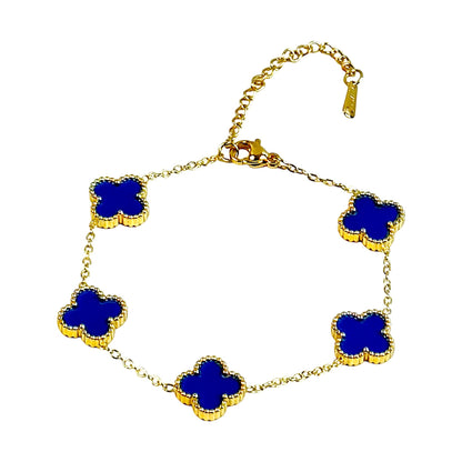 Four Leaf Clover Bracelet for Women – 18K Gold Plated 316L Stainless Steel, Double-Sided Mother of Pearl, Adjustable Lucky Charm Link Bracelet, Elegant Jewelry Gift for Her, Comes with gift Box.