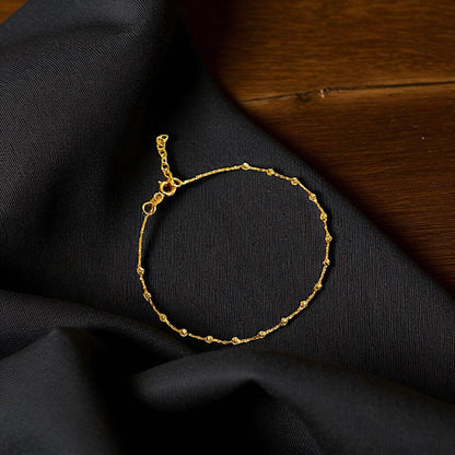 14K Solid Gold Satellite Chain Bracelet – 2mm Dainty Beaded Link Design, Minimalist Fine Jewelry for Women, Adjustable Length, Elegant Gift for Her, Comes with Gift Box