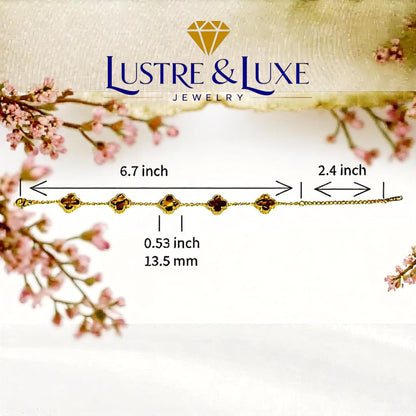 Four Leaf Clover Bracelet for Women – White Gold Plated 316L Stainless Steel, Double-Sided Mother of Pearl, Adjustable Lucky Charm Link Bracelet, Elegant Jewelry Gift for Her, Comes with gift Box.