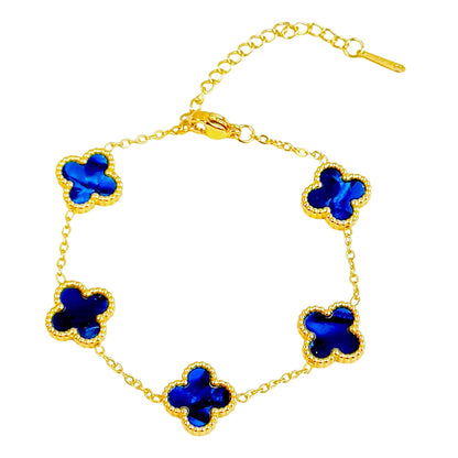 Four Leaf Clover Bracelet for Women – 18K Gold Plated 316L Stainless Steel, Double-Sided Mother of Pearl, Adjustable Lucky Charm Link Bracelet, Elegant Jewelry Gift for Her, Comes with gift Box.