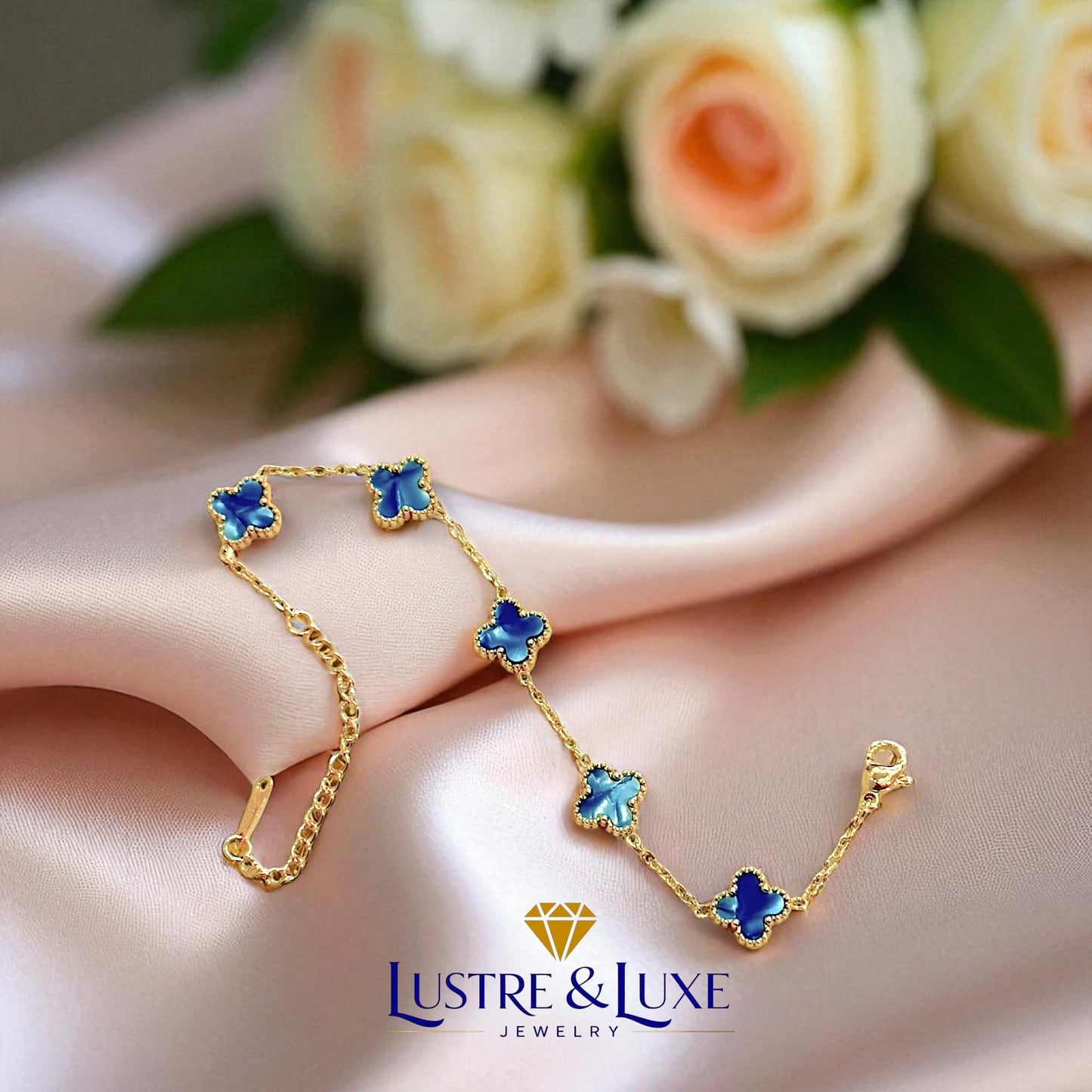 Four Leaf Clover Bracelet for Women - 18K Gold Plated 316L Stainless Steel, Double-Sided Mother of Pearl Charm, Adjustable Link Lucky Bracelet, Elegant Jewelry Gift for Her with Gift Box