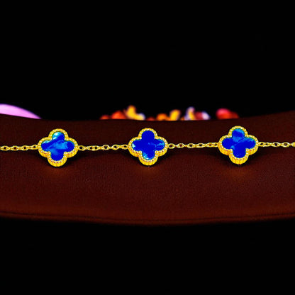 Four Leaf Clover Bracelet for Women – 18K Gold Plated 316L Stainless Steel, Double-Sided Mother of Pearl, Adjustable Lucky Charm Link Bracelet, Elegant Jewelry Gift for Her, Comes with gift Box.