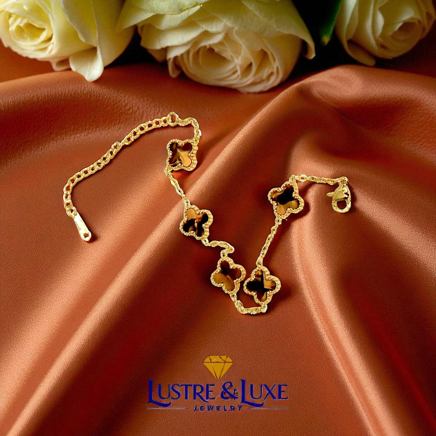 Four Leaf Clover Bracelet for Women - 18K Gold Plated 316L Stainless Steel, Double-Sided Mother of Pearl Charm, Adjustable Link Lucky Bracelet, Elegant Jewelry Gift for Her with Gift Box