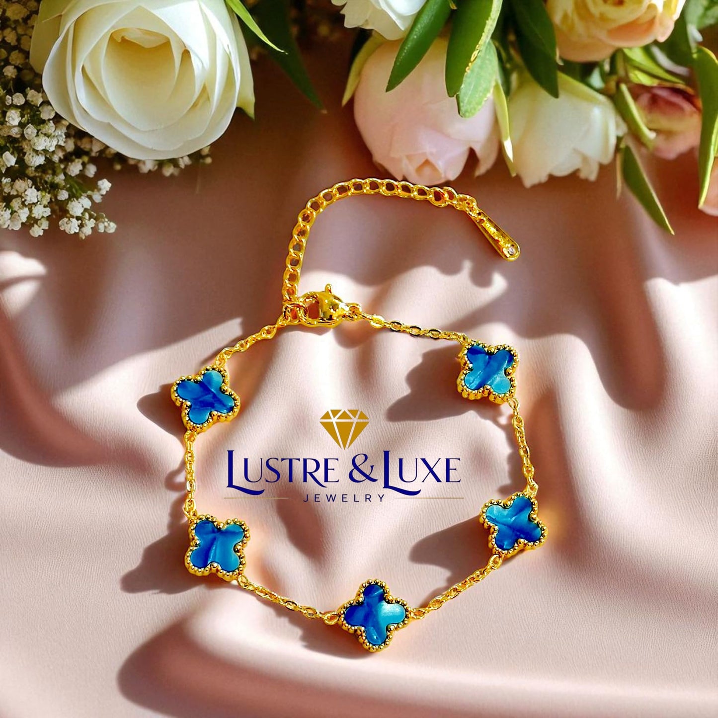 Four Leaf Clover Bracelet for Women - 18K Gold Plated 316L Stainless Steel, Double-Sided Mother of Pearl Charm, Adjustable Link Lucky Bracelet, Elegant Jewelry Gift for Her with Gift Box