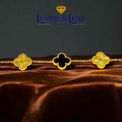 Four Leaf Clover Bracelet for Women – 18K Gold Plated 316L Stainless Steel, Double-Sided Mother of Pearl, Adjustable Lucky Charm Link Bracelet, Elegant Jewelry Gift for Her, Comes with gift Box.