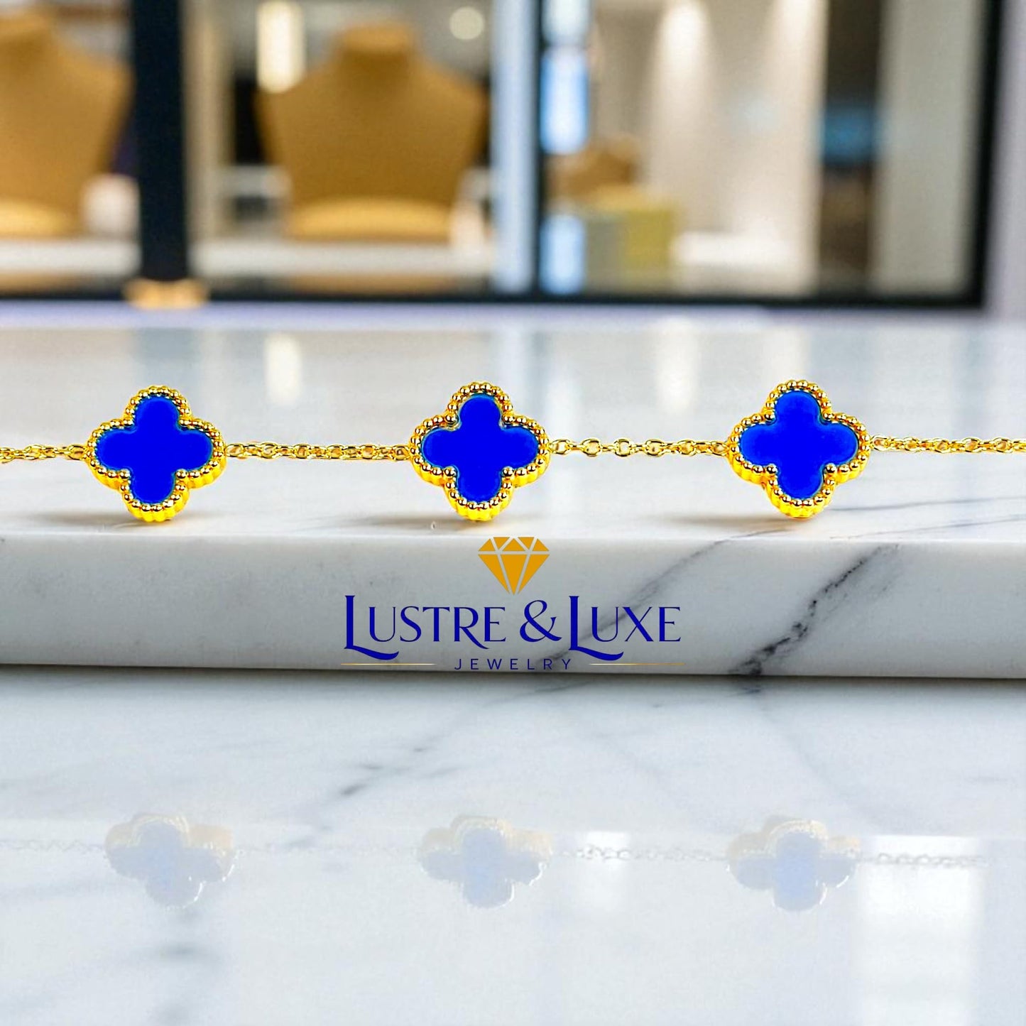 Four Leaf Clover Bracelet for Women – 18K Gold Plated 316L Stainless Steel, Double-Sided Mother of Pearl, Adjustable Lucky Charm Link Bracelet, Elegant Jewelry Gift for Her, Comes with gift Box.