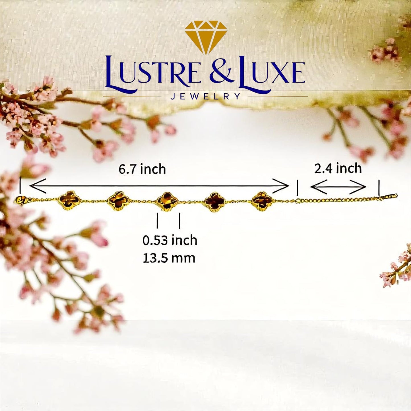 Four Leaf Clover Bracelet for Women – White Gold Plated 316L Stainless Steel, Double-Sided Mother of Pearl, Adjustable Lucky Charm Link Bracelet, Elegant Jewelry Gift for Her, Comes with gift Box.