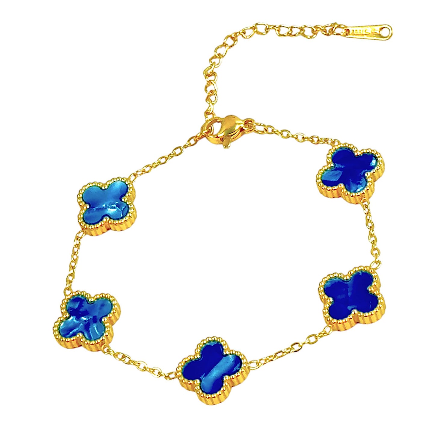 Four Leaf Clover Bracelet for Women – 18K Gold Plated 316L Stainless Steel, Double-Sided Mother of Pearl, Adjustable Lucky Charm Link Bracelet, Elegant Jewelry Gift for Her, Comes with gift Box.