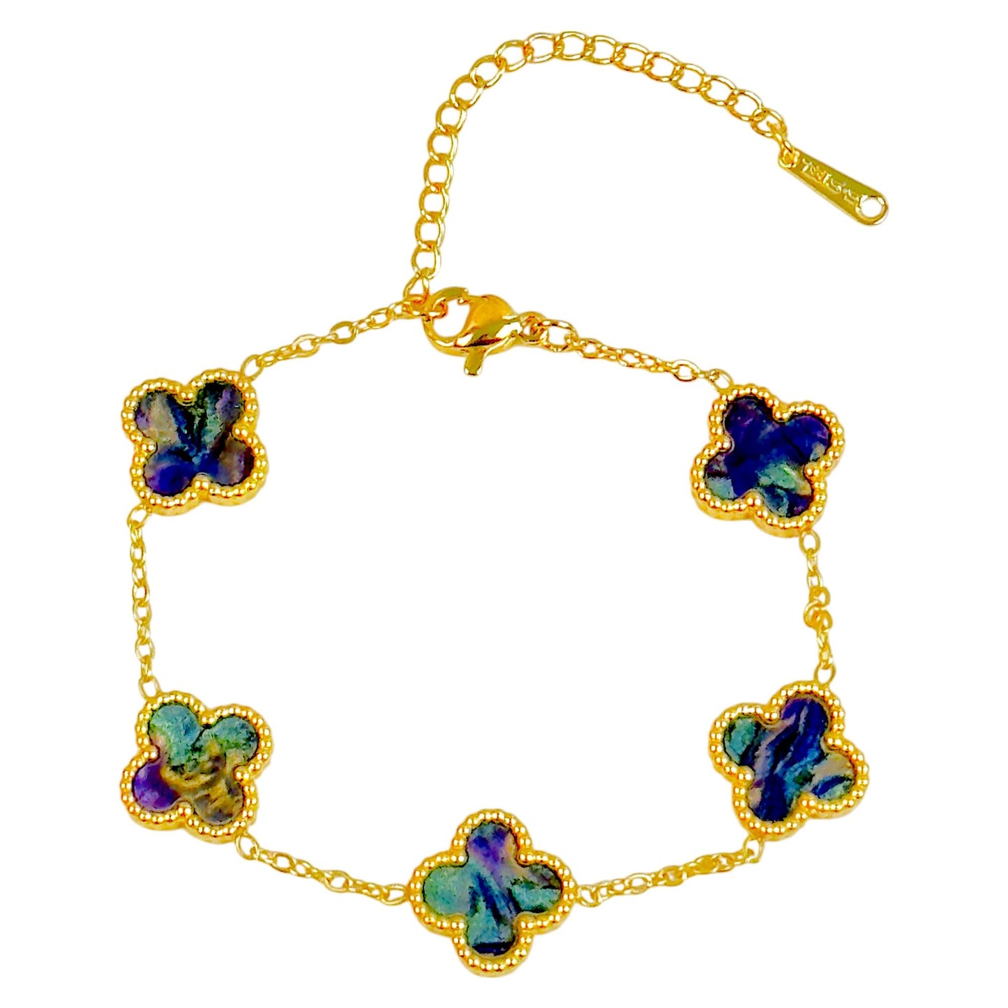 Four Leaf Clover Bracelet for Women – 18K Gold Plated 316L Stainless Steel, Double-Sided Mother of Pearl, Adjustable Lucky Charm Link Bracelet, Elegant Jewelry Gift for Her, Comes with gift Box.