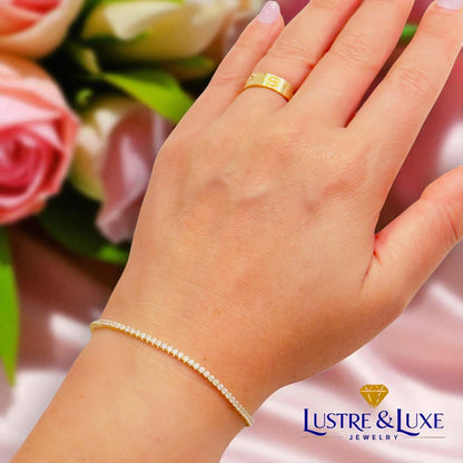 14K Solid Gold Tennis Bracelet for Women – Dainty 2mm Round-Cut Lab Zirconia, Classic Prong Setting, Fine Jewelry Gift for Her, Comes with Gift Box