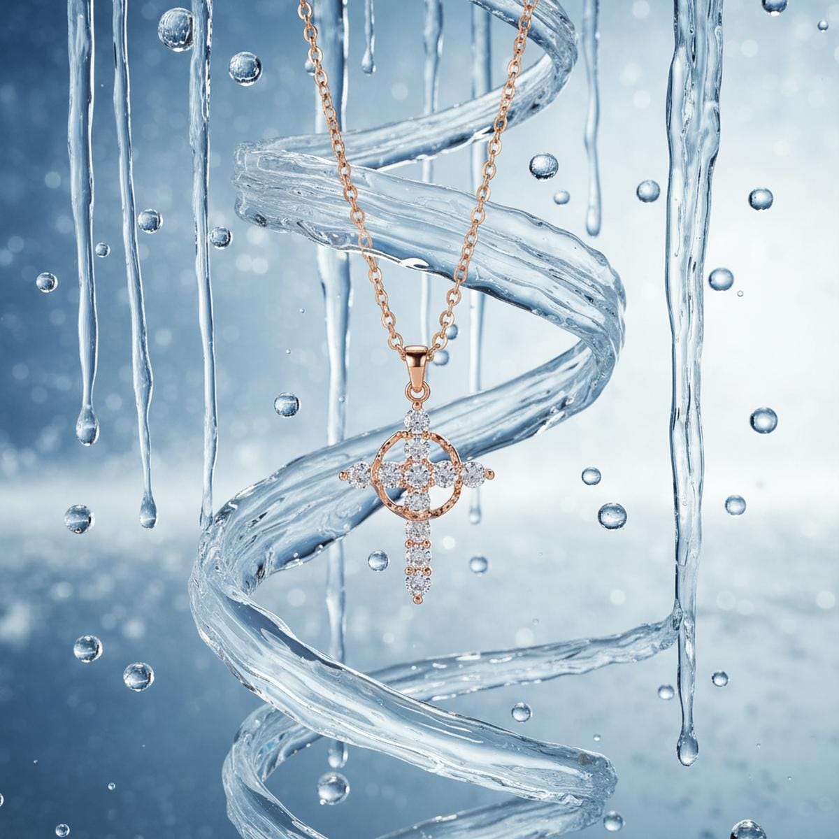 Cubic Zirconia Cross Necklace, Gold Silver Christian Pendant, Faith Jewelry Gift for Her