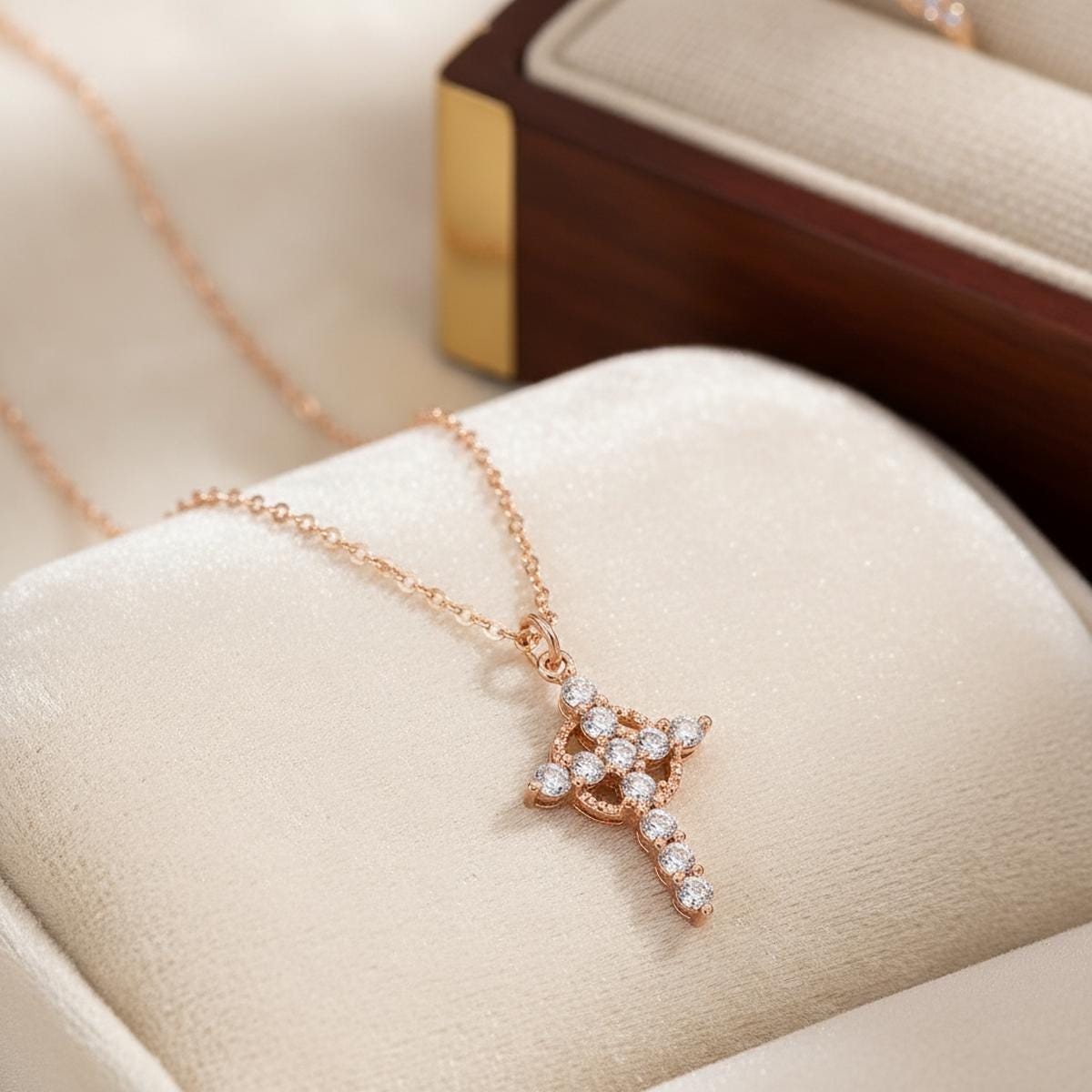 Cubic Zirconia Cross Necklace, Gold Silver Christian Pendant, Faith Jewelry Gift for Her