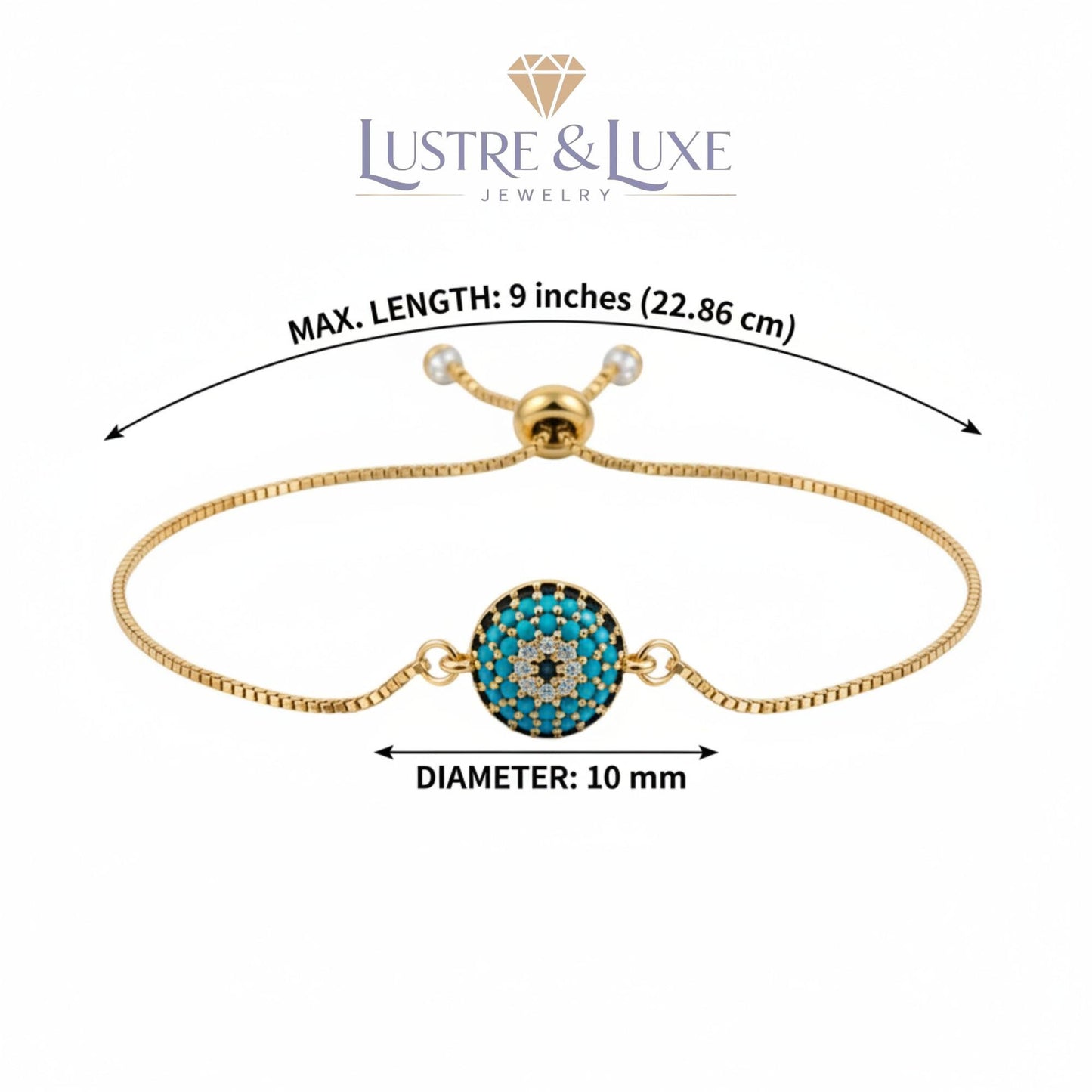 Evil Eye Adjustable Bracelet – Gold Slider Bracelet – Protection Jewelry