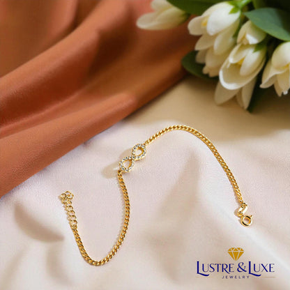 Infinity Bracelet 925 Sterling Silver – 18K Gold Vermeil Curb Chain – Forever Love Bracelet