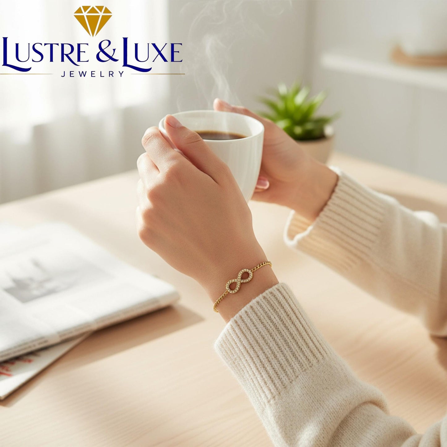 Infinity Bracelet 925 Sterling Silver – 18K Gold Vermeil Curb Chain – Forever Love Bracelet