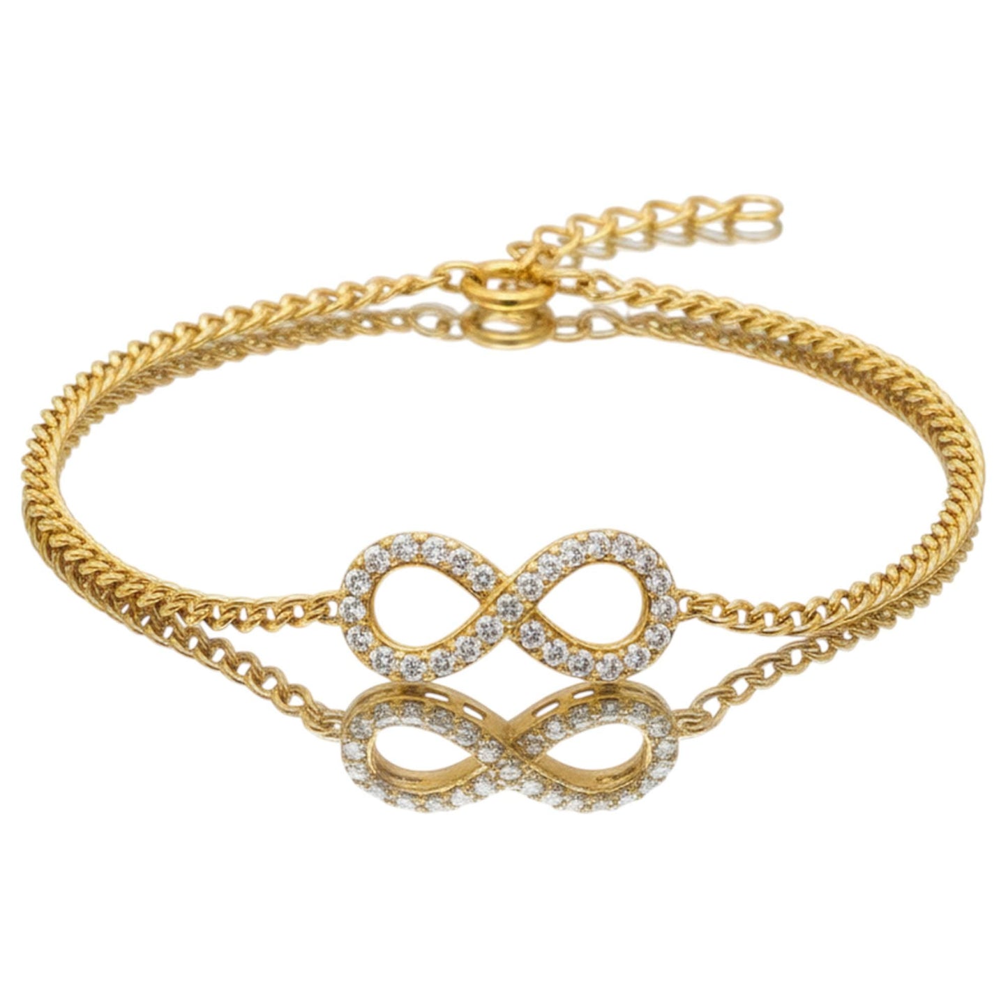 Infinity Bracelet 925 Sterling Silver – 18K Gold Vermeil Curb Chain – Forever Love Bracelet
