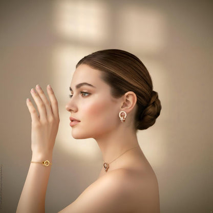 Interlocking Circle Jewelry Set • Stainless Steel Roman Numeral Necklace, Bracelet & Earrings