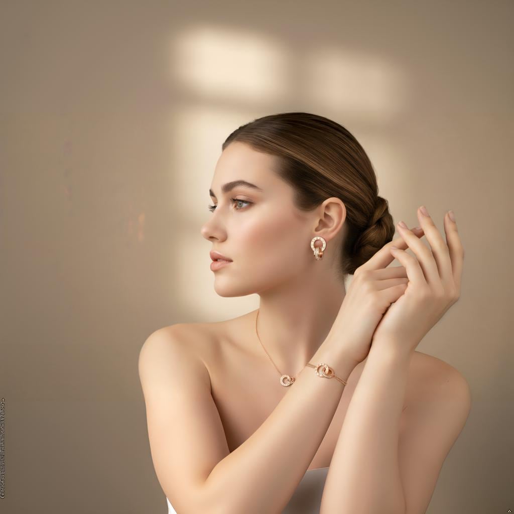 Interlocking Circle Jewelry Set • Stainless Steel Roman Numeral Necklace, Bracelet & Earrings