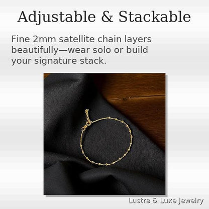 14K Solid Gold Satellite Bracelet – Dainty Fine Jewelry