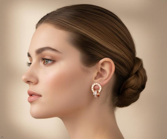 Roman Numeral Interlocking Circle Earrings • Stainless Steel, Minimalist