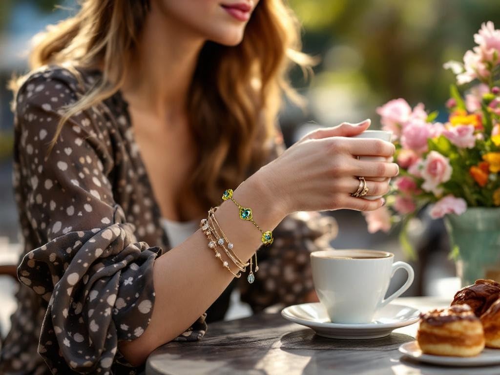 Clover Bracelet - Solid 925 Sterling Silver, 14K Vermeil Gold Plated, Evil Eye, Double Side Handcrafted Unique Glass Artwork , Adjustable Link, Comes in a Beautiful Gift Box, Perfect for Birthdays, Anniversaries, Valentine’s Day, or Mother’s Day.