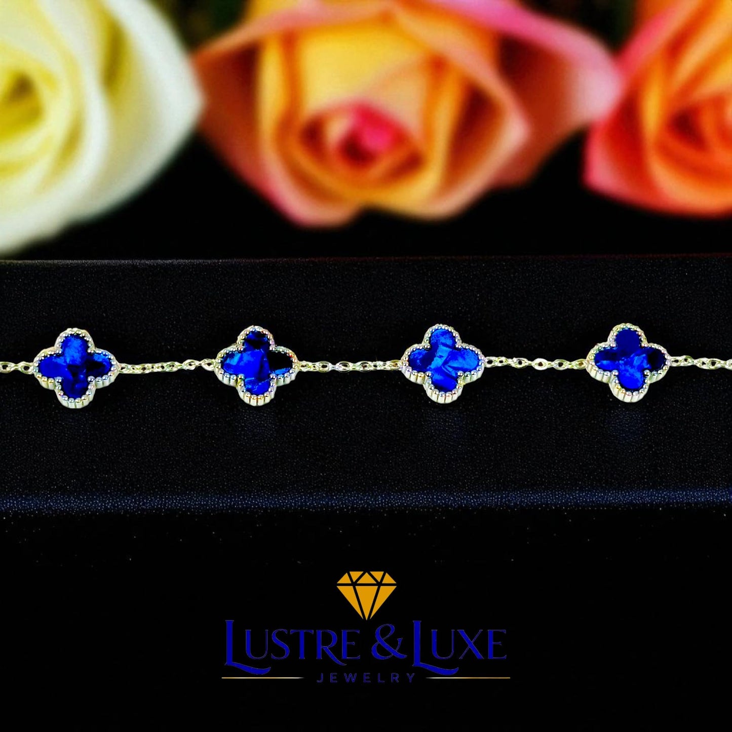 Four Leaf Clover Bracelet for Women – White Gold Plated 316L Stainless Steel, Double-Sided Mother of Pearl, Adjustable Lucky Charm Link Bracelet, Elegant Jewelry Gift for Her, Comes with gift Box.