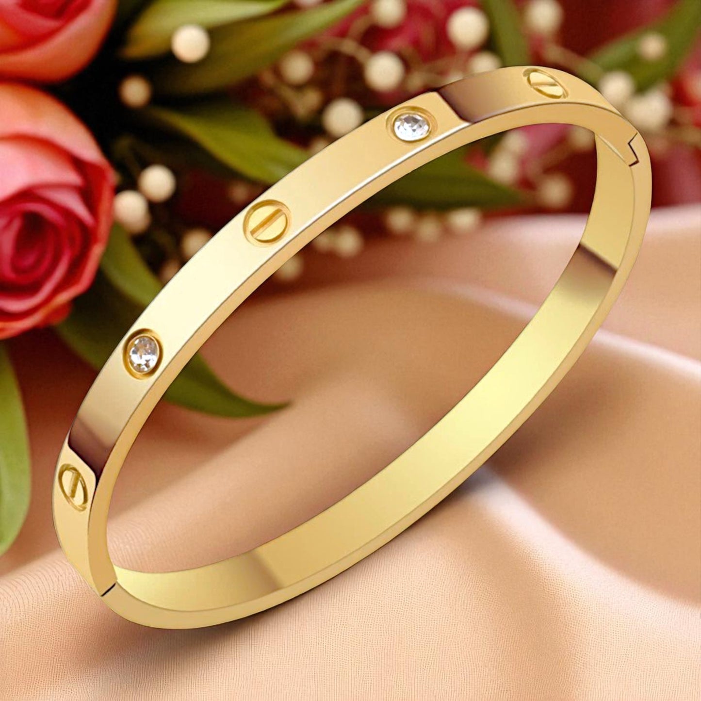 Nail Bangle Bracelet – 18K White Gold Plated, 316L Stainless Steel, Modern Minimalist Jewelry for Women