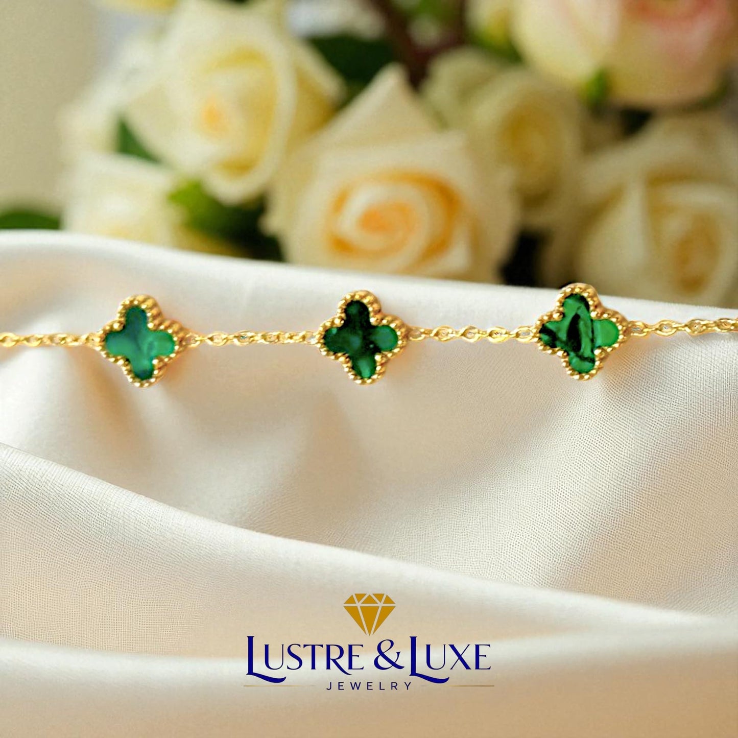 Four Leaf Clover Bracelet for Women - 18K Gold Plated 316L Stainless Steel, Double-Sided Mother of Pearl Charm, Adjustable Link Lucky Bracelet, Elegant Jewelry Gift for Her with Gift Box