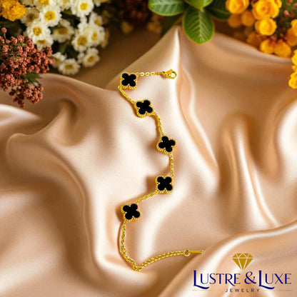 Four Leaf Clover Bracelet for Women – 18K Gold Plated 316L Stainless Steel, Double-Sided Mother of Pearl, Adjustable Lucky Charm Link Bracelet, Elegant Jewelry Gift for Her, Comes with gift Box.