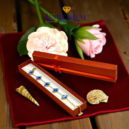 Four Leaf Lucky Clover Bracelet for Women, 18K Gold Plated Stainless Steel, Double Side Unique Mother Pearl Colors, Adjustable Link, Free Valentines Gift Box, Great Gift For Her.